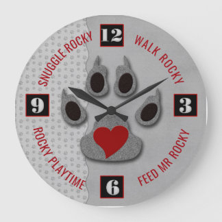 Reloj Redondo Grande Es el momento para los amantes de las mascotas