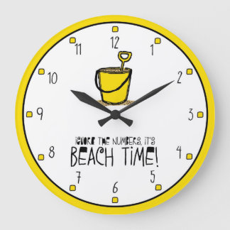 Reloj Redondo Grande ¡Es hora de la playa! Amarillo