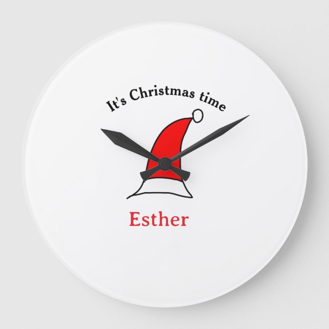 Reloj Redondo Grande Es hora de que los Navidades digan simple gorra (Anverso)