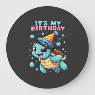 Reloj Redondo Grande Es Mi Cumpleaños Tortuga Marina Del Océano Cumplea