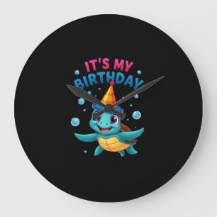 Reloj Redondo Grande Es Mi Cumpleaños Tortuga Marina Lindo Cumpleaños O