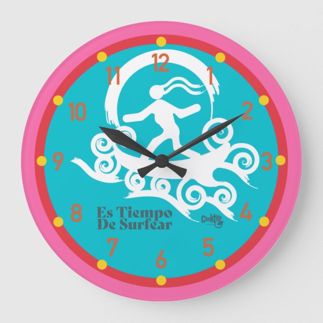 Reloj Redondo Grande Es TIEMPO DE SURFEAR, CALIFORNIA 1778 ESPAÑOL (Anverso)