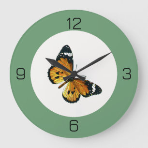 Reloj Redondo Grande Es un tigre llano/Fiesta de mariposas reina africa