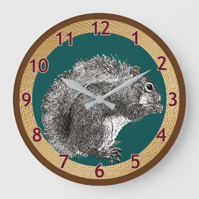 Reloj Redondo Grande Esbozo de ardilla grande (Anverso)