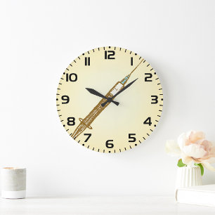 Reloj Redondo Grande Esbozo de atención médica de jeringas de cosecha v