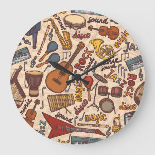 Reloj Redondo Grande Esbozo musical: Colorido y sin costura.