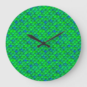 Reloj Redondo Grande Escalas azules verdes caídas