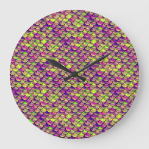 Reloj Redondo Grande Escalas moradas y verdes