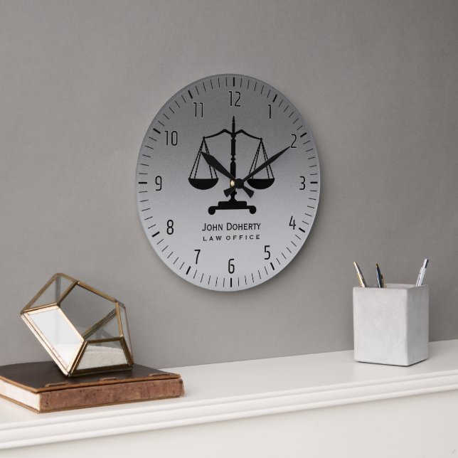 Reloj Redondo Grande Escalas plateadas de justicia (Oficina)