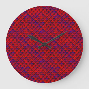 Reloj Redondo Grande Escalas rojas y púrpura caídas