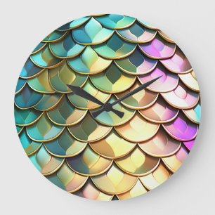 Reloj Redondo Grande Escamas Coloridas Ombre