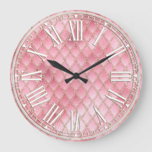 Reloj Redondo Grande Escamas de dragón rosa claro y brillo