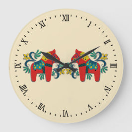 Reloj Redondo Grande Escandinavo de caballos de Dala sueco