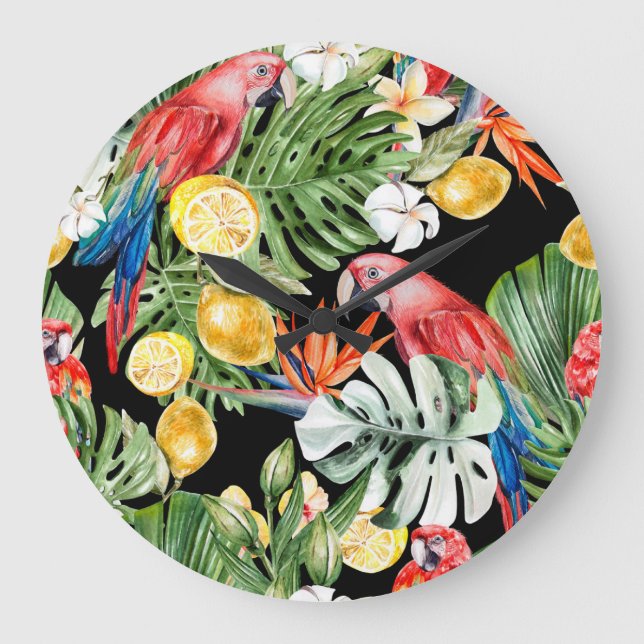 Reloj Redondo Grande Escape exótico: Paraíso acuarela (Anverso)