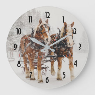 Reloj Redondo Grande Escena de Navidades de Wintery de la selección bel