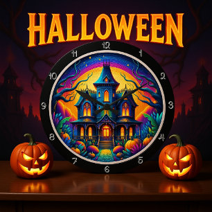 Reloj Redondo Grande Escena Nocturna Del Castillo Psicodélico