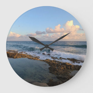 Reloj Redondo Grande Escena Pacífica Isla Grande Hawái