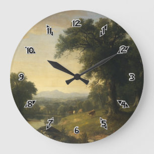 Reloj Redondo Grande Escena Pastoral De Asher Brown Durand