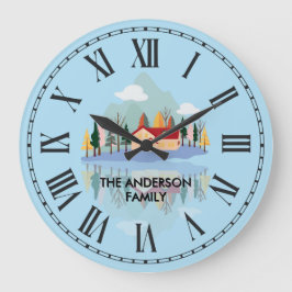 Reloj Redondo Grande Escenario de la Naturaleza de la Familia Mountain