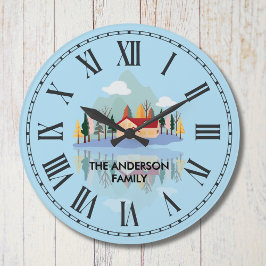 Reloj Redondo Grande Escenario de la Naturaleza de la Familia Mountain 