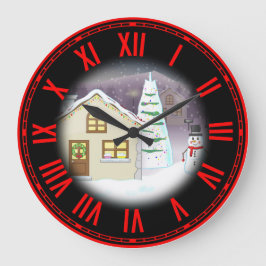 Reloj Redondo Grande Escenario de Navidad