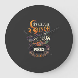 Reloj Redondo Grande Escoba de Bruja Hocus Pocus Gato Negro Caldero Mág