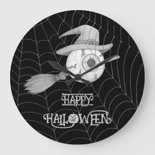 Reloj Redondo Grande escoba de brujas de Halloween, ojo temible, telara