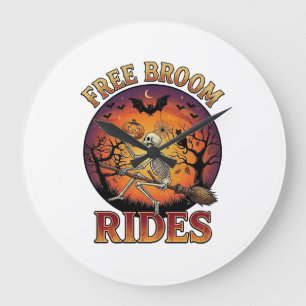 Reloj Redondo Grande Escoba Gratis Paseos Halloween Esqueleto Calabaza