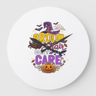 Reloj Redondo Grande Escoba Pelo No Importa Halloween Sombrero de Bruja