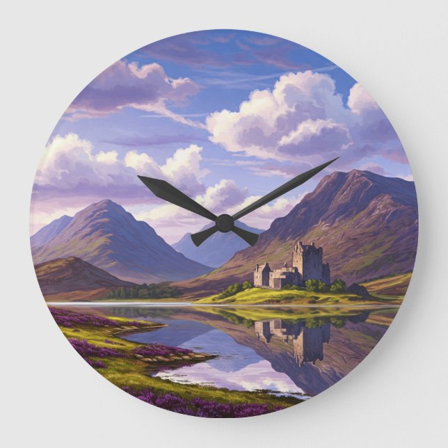 Reloj Redondo Grande Escocia Escocia Castillo de Highlands Viajes (Anverso)