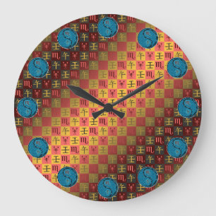 Reloj Redondo Grande Escorpio & Caballo de Agua