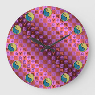 Reloj Redondo Grande Escorpio & Gallo de Metal