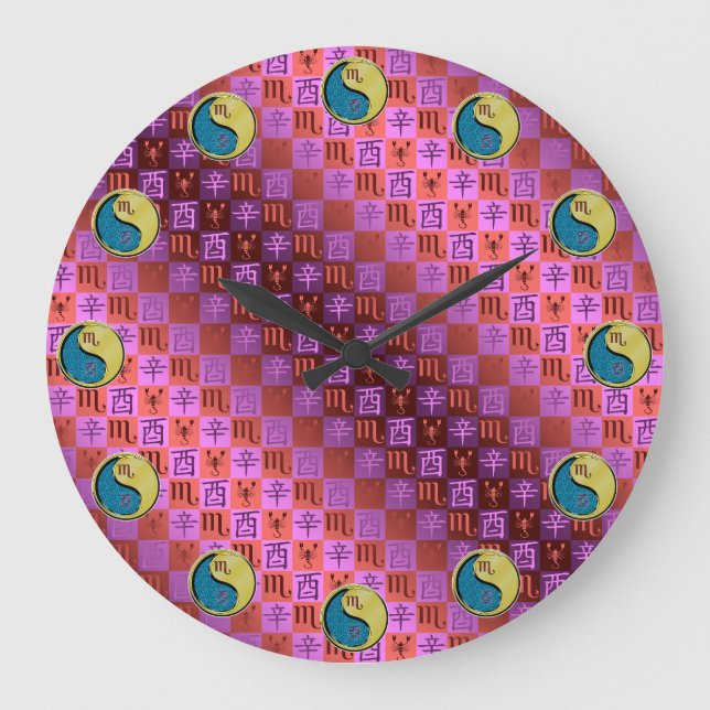 Reloj Redondo Grande Escorpio & Gallo de Metal (Anverso)