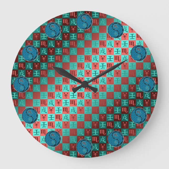 Reloj Redondo Grande Escorpio & Perro de Agua (Anverso)