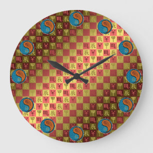 Reloj Redondo Grande Escorpio y Dragón de Madera