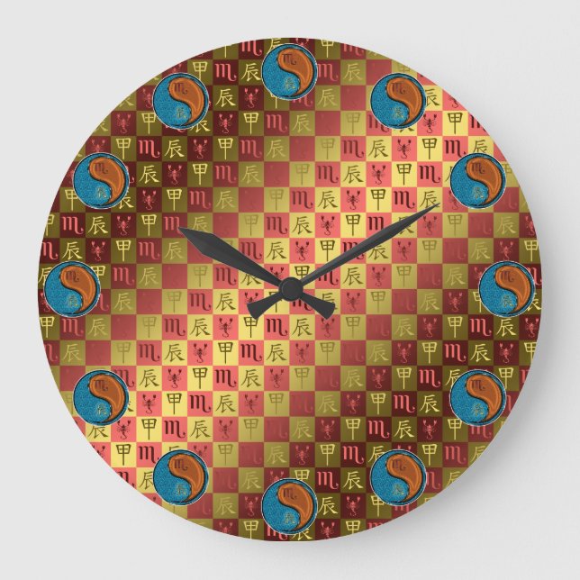 Reloj Redondo Grande Escorpio y Dragón de Madera (Anverso)