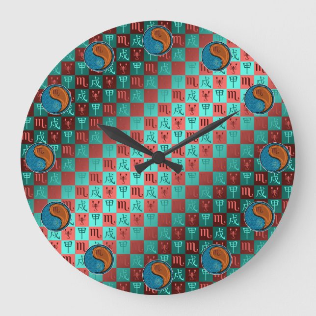 Reloj Redondo Grande Escorpio y Perro de Madera (Anverso)