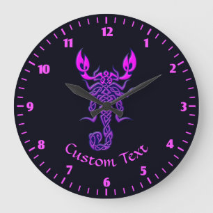 Reloj Redondo Grande Escorpión de nudo celta morado
