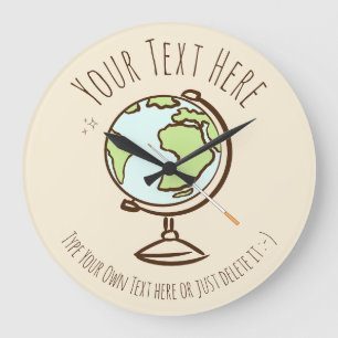 Reloj Redondo Grande Escritorio Globe. Profesor de Geografía. Plantilla