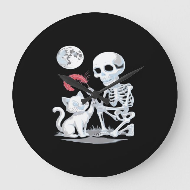 Reloj Redondo Grande Escrúpulo de gato Halloween Gracioso Cute espeluzn (Anverso)