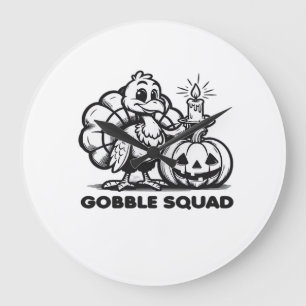 Reloj Redondo Grande Escuadrón Gobble Diseño Divertido de Pavo de Acci