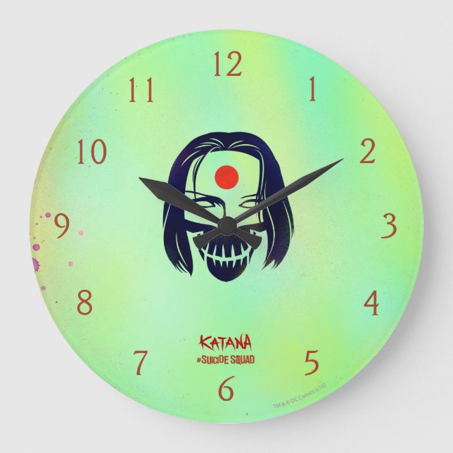 Reloj Redondo Grande Escuadrón suicida | Icono de cabeza de Katana (Anverso)