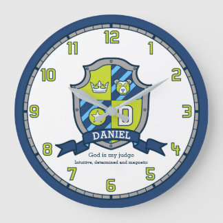 Reloj Redondo Grande Escudo azulverde del oso del significado conocido