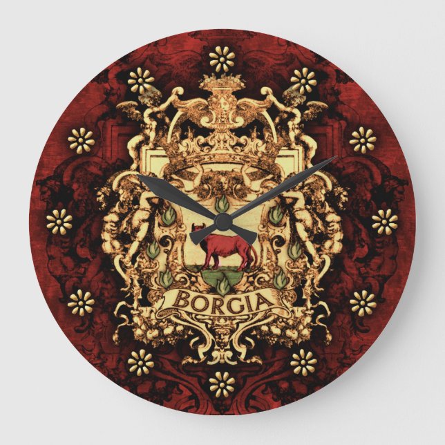 Reloj Redondo Grande Escudo de armas adornado de Borgia (Anverso)