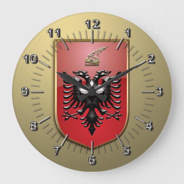 Reloj Redondo Grande Escudo de armas albanés (Anverso)