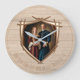 Reloj Redondo Grande Escudo de Armas de Caballero Medieval Antiguo Vint