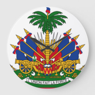 Reloj Redondo Grande Escudo de armas de la bandera de Haití