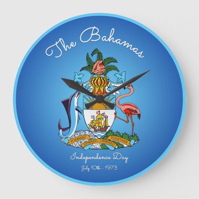 Reloj Redondo Grande Escudo de armas de las Bahamas (Anverso)