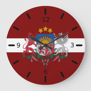 Reloj Redondo Grande Escudo de armas de Letonia