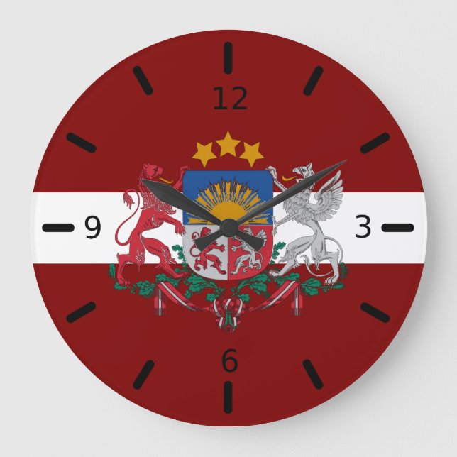 Reloj Redondo Grande Escudo de armas de Letonia  (Anverso)